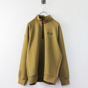 美品 メンズ ブリーフィング ゴルフ BRIEFING GOLF MENS 3D LOGO HALF ZIP ロゴ入り ハーフジップトップス M/カーキ【2400013815123】