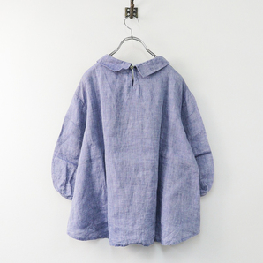 美品 フォグリネンワーク fog linen work リネンタックブラウス/ブルー プルオーバー トップス【2400013850759】の画像2