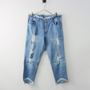  large size AS KNOW AS olacaaznouazo Ora ka damage processing cut off stretch Denim pants 15/ indigo [2400013844338]