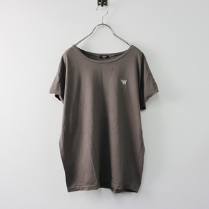 マーブルシュッド marble SUD 胸元 ドッグ刺繍 ヒラメ TEE /チャコールグレー トップス Tシャツ カットソー【2400013845007】