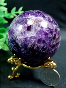 天然～愛の守護石～夢幻紫水晶アメジスト丸玉178G1-36G13D