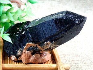 AAA級【魔除け】◆天然モリオン(黒水晶）&生石共生鉱178C3-28C28b