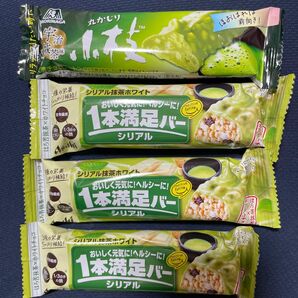 １本満足バー シリアル ほろ苦抹茶×ホワイトチョコ 丸かじり小枝 宇治抹茶味 4本セット