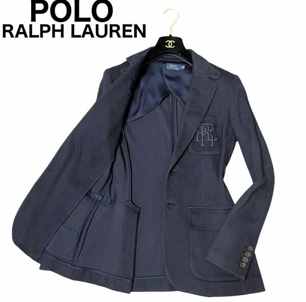 良品　現行タグ　POLO RALPH LAUREN ポロラルフローレン　テーラードジャケット ブレザー　アンコン　上着　PRLロゴ　2B 紺ブレ　ロゴドン