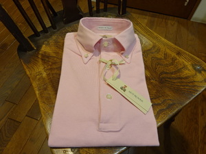 新品　送料無料　イタリア　ギローバー　半袖のポロシャツ　ボタンダウン　ピンク　L