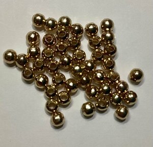 即決/アクリルビーズ/丸玉/5.0mm/ゴールド色/50個/D2-3