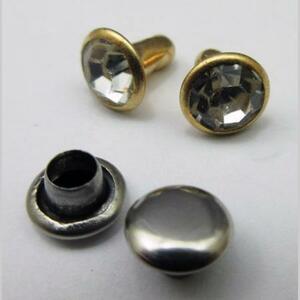 即決☆リベット・カシメ式☆ゴールド☆径6ｍｍ・足長4.5ｍｍ☆クリアー☆10組