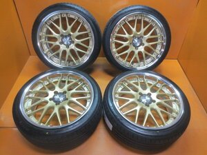 ☆スピスタ☆タイヤホイール　WORK LM1 ゴールド　クラウン　225/40R19　8.5J　+35　114.3-5　4本　R19252　中古　23