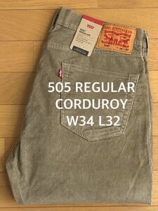 Levi's 505 REGULAR RINSE TIMBERWORLF 14W CORDUROY W34 L32