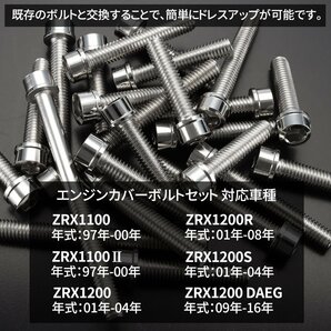 ZRX1100 ZRX1200/R/S DAEG エンジンカバーボルト 25本セット ステンレス製 スリムヘッド カワサキ車用 シルバーカラー TB8116の画像2