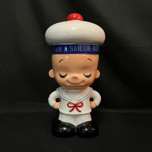 DDb946Y08＠ 内藤ルネ I AM A SAILOR BOY 水兵さん 陶器 貯金箱 高さ約31cm 人形 当時物