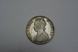 （１６５－C）阿波コイン　インド　2分の１R銀　1885年　５．７ｇ　表（上）・裏（極）