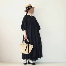 【B品】FREAK'S STORE＊インドコットンバルーンスリーブはしごレースワンピース 黒 フリークスストア＊_画像1