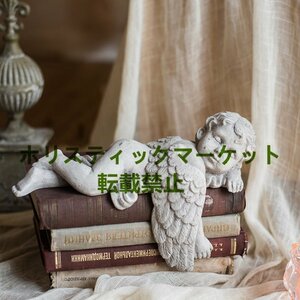 Art hand Auction 眠る天使 エンジェル 赤ちゃん 西洋彫刻 彫像 置物 フィギュリン オブジェ 雑貨 中世デザイン ストーン風 贈り物 ハンドメイド 樹脂, インテリア小物, 置物, 洋風