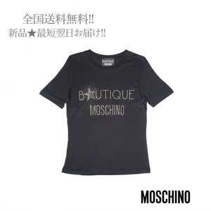 F352(40).. MOSCHINO モスキーノ Tシャツ ロゴ スタッズ レディース ブラック