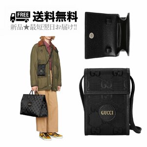 K397.. GUCCI グッチ ショルダーバッグ ストラップ ナイロン ロゴ イタリア製 ★ 1000 ブラック