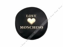 K271.. MOSCHINO モスキーノ ショルダーバッグ ラウンド チェーン LOVE ハート ロゴ ★ ブラック_画像2