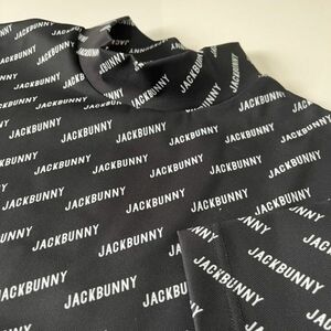 【新品・正規品】Jack Bunny!! ジャックバニーメンズ 半袖ハイネックシャツ (総柄バイアスロゴ・裏メッシュ) BK≪サイズ4≫