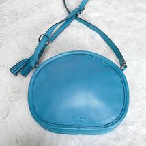 美品 希少カラー オールドコーチ ショルダーバッグ ポシェット ブルー レザー COACH_画像2