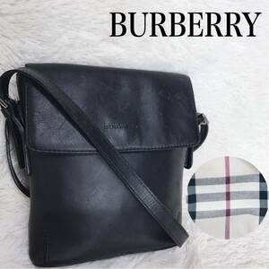 美品 BURBERRY オールレザー ノバチェック エンボス ショルダーバッグ バーバリー