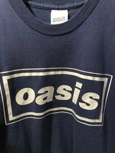 福岡出品　ヴィンテージ USA製 oasis バンドTシャツ 古着屋で５万程度で購入　半袖 サイズL ネイビー　FK