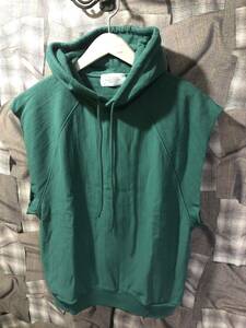 22SS ★ 定価 28000円 UNUSED アンユーズド VEST HOODIE ★ ベストパーカー US2142 サイズ1 グリーン　FK