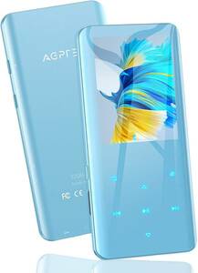  голубой AGPTEK MP3 плеер Bluetooth5.2 mp3 плеер 3D искривление поверхность 32GB встроенный музыка плеер Spee 