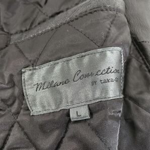 MILANO CONNECTION ミラノコネクション taka-Q フランス産 羊革使用 オールレザースタジャン レザージャケット Lサイズ 黒/ブラックの画像9