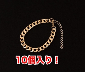 【10個セット！】大人気商品！3mm チェーン ブレスレット（ゴールド）男女兼用！プレゼントに！K－POP風 韓国 ファッション