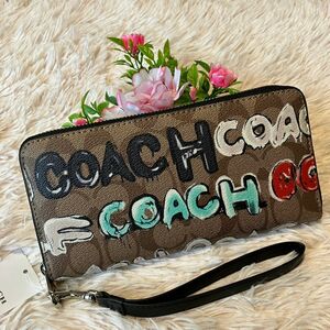 新品・未使用 COACH ペイント　MINT & SERF　シグネチャー　人気　 長財布