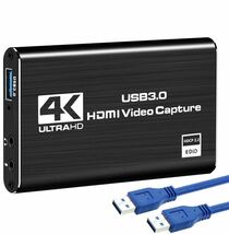 キャプチャーボード （HDMI 4K 60FPS入力 4K 60FPSパススルー、HD HDMI 1080P 60FPS ゲーム録画・HDMIビデオ録画）USB3.0 高速_画像1