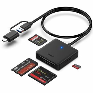 BENFEI メモリカードリーダー, 4in1 USB-C/USB - SD/TF(Micro SD)/ MS/CFカードリーダーアダプター メモリー カードリーダー OTG対応
