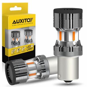 AUXITO S25 LED ウィンカー S25 LED ウィンカーバルブ 150°ピン角 最新型 冷却ファン搭載 S25 シングル アンバー 2個セット 爆光LED 