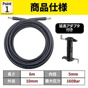 ケルヒャー 高圧洗浄機 ホース 家庭用高圧洗浄機 延長ホース k2 サイレント K3 K4 K5 K6 K7 充電式高圧洗浄機 6m 互換 karcher 高圧ホースの画像8