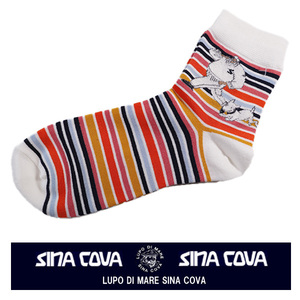 シナコバ スポーツソックス メンズ キャラクター ボーダー シルク混 ゴルフ 日本製 靴下 SINA COVA so23277440-91