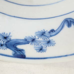 中国美術 青花歳寒三友紋盤 南京古染付皿（J458）の画像6