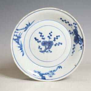 中国美術 青花歳寒三友紋盤 南京古染付皿（J458）の画像10