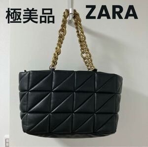 完売品 ZARA ザラ チェーン キルティング バッグ ブラック 黒　ハンド