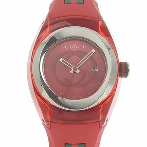 1 иен работа Gucci GUCCI 137.3 кварц раковина красный циферблат SS× Raver boys наручные часы 