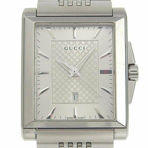 1円 稼働 グッチ GUCCI 138.4 クオーツ Gタイムレス シルバー文字盤 SS×SS メンズ 腕時計の画像1