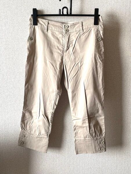 クロップドパンツ カジュアルパンツ コットン ベージュ