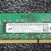 Micron CRUCIAL DDR4-2666MHz 8GB (8GB×1枚キット) MTA8ATF1G64HZ-2G6J1 動作確認済み ノートパソコン用 PCメモリ _画像2