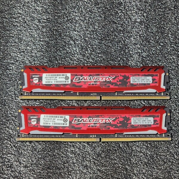 CRUCIAL BALLISTIX DDR4-2400MHz 32GB (16GB×2枚キット) BLS16G4D240FSE.16FBD 動作確認済み デスクトップ用 PCメモリ 