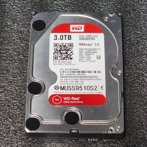 【送料無料】WesternDigtal WD Red WD30EFRX-68EUZN0 3TB 3.5インチ内蔵HDD 2015年製 フォーマット済み 正常品 PCパーツ 動作確認済