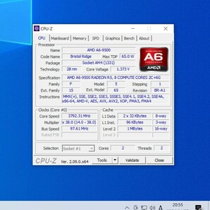 CPU AMD A6-9500 with Radeon R5 Graphics 3.5GHz 2コア2スレッド Socket AM4 PCパーツ 動作確認済みの画像3