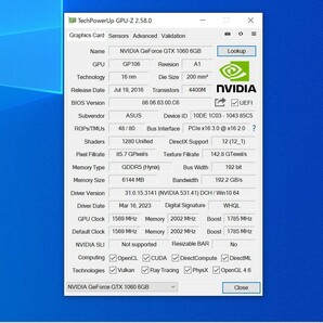 ASUS GEFORCE GTX1060 6GB GDDR5/STRIX-GTX1060-DC2O6G 動作確認済み PCパーツ グラフィックカード PCIExpressの画像8