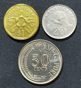 外国貨幣 シンガポール 1ドル 50セント 20セント 