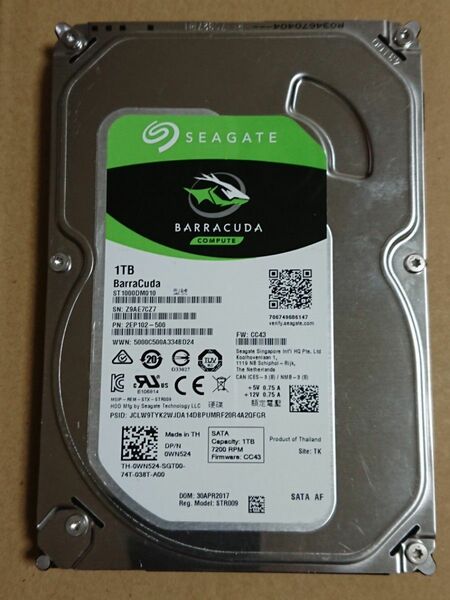 Seagate sata3,5インチHDD 1TB 正常判定