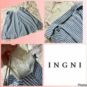 イング★INGNI★美品★レースレイヤードデザイン★肩開きワイドブラウス