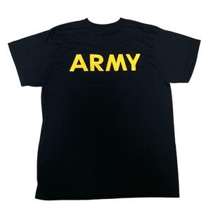 U.S.ARMY ミリタリー 半袖Tシャツ APFU ブラック US古着z25 L相当